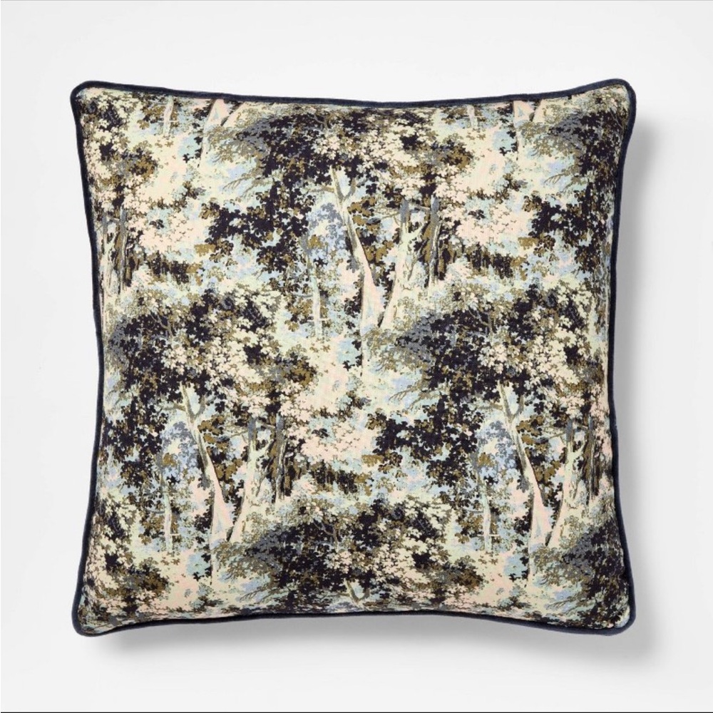 Abstract Tree-Printed Pillow with Gusset Navy Threshold designed w/ Studio McGee